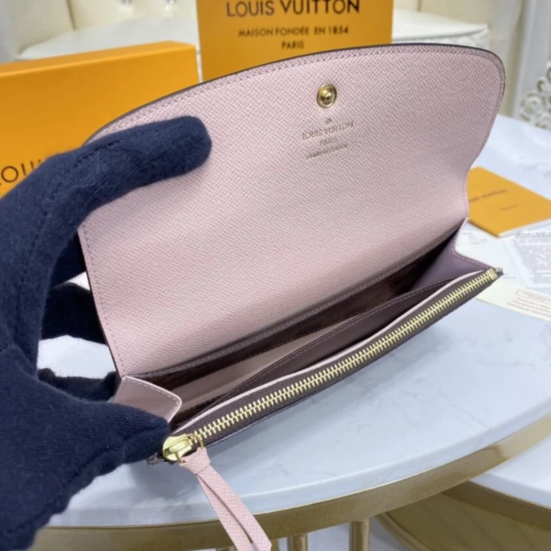 Mythick ru 4 credit Louis Vuitton Damier Ebene Emilie Wallet Pink