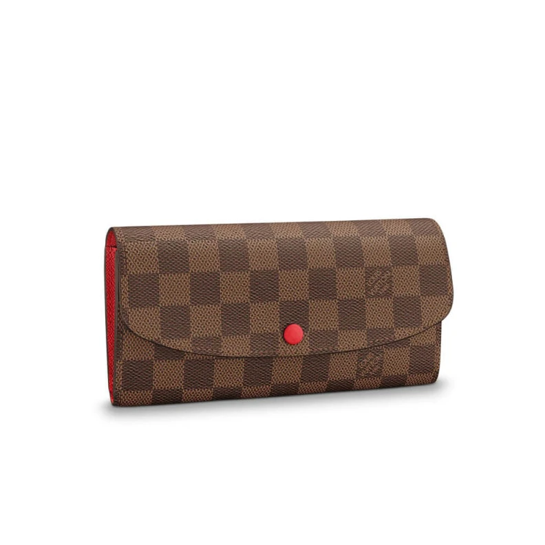 Lv belts replica 4 credit Louis Vuitton Damier Ebene Emilie Wallet Red