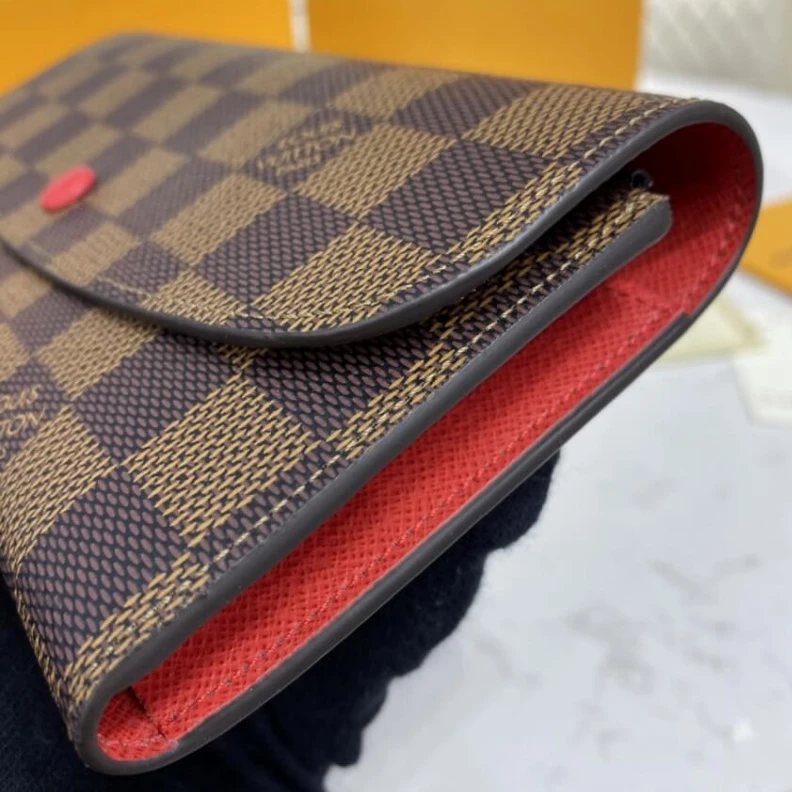 Lv belts replica 4 credit Louis Vuitton Damier Ebene Emilie Wallet Red