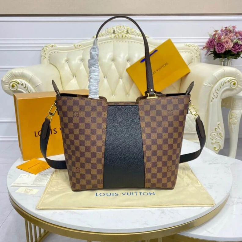 Replica bags lv 41 x 28 x Louis Vuitton Damier Ebene Jersey Black
