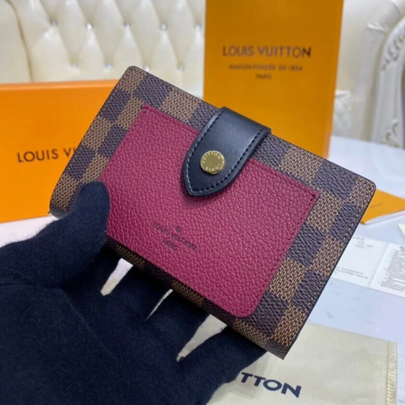 Replica bags lv Cowhidele Louis Vuitton Damier Ebene Juliette Wallet Bordeaux