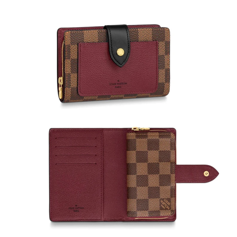 Cowhidele Louis Vuitton Damier Ebene Juliette Wallet Bordeaux