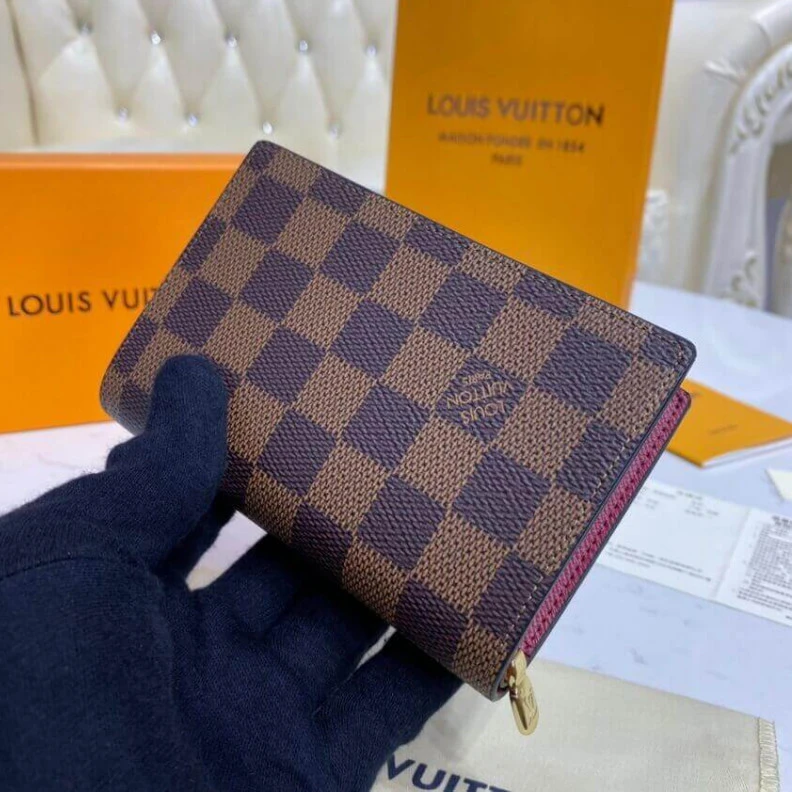Replica bags lv Cowhidele Louis Vuitton Damier Ebene Juliette Wallet Bordeaux