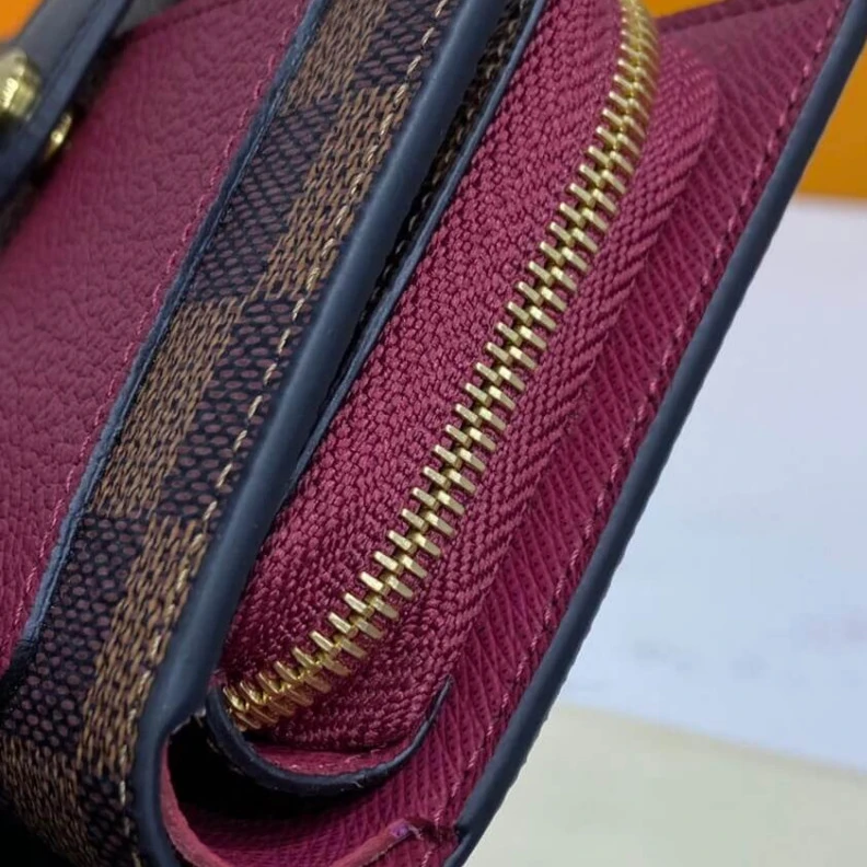 Replica bags lv Cowhidele Louis Vuitton Damier Ebene Juliette Wallet Bordeaux