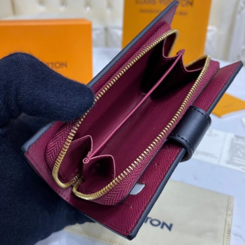 Replica bags lv Cowhidele Louis Vuitton Damier Ebene Juliette Wallet Bordeaux
