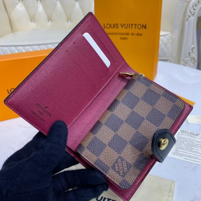 Replica bags lv Cowhidele Louis Vuitton Damier Ebene Juliette Wallet Bordeaux