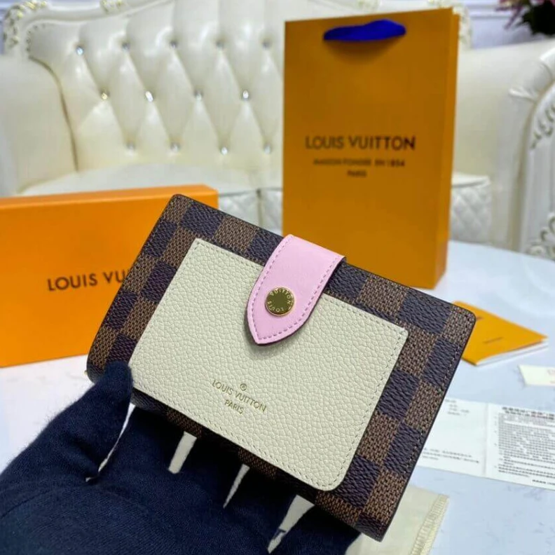 Top lv Cowhidele Louis Vuitton Damier Ebene Juliette Wallet Creme