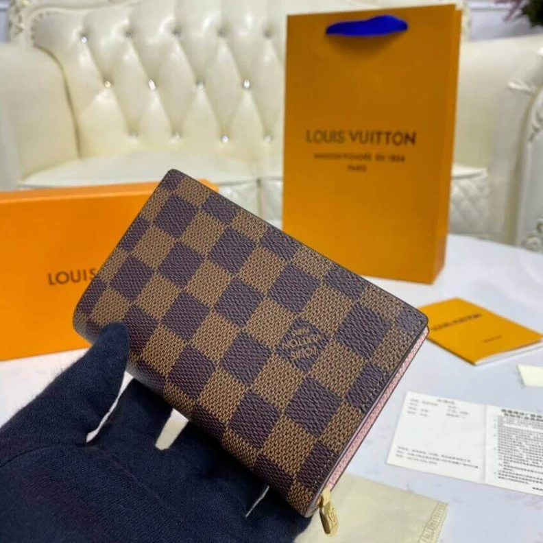 Top lv Cowhidele Louis Vuitton Damier Ebene Juliette Wallet Creme