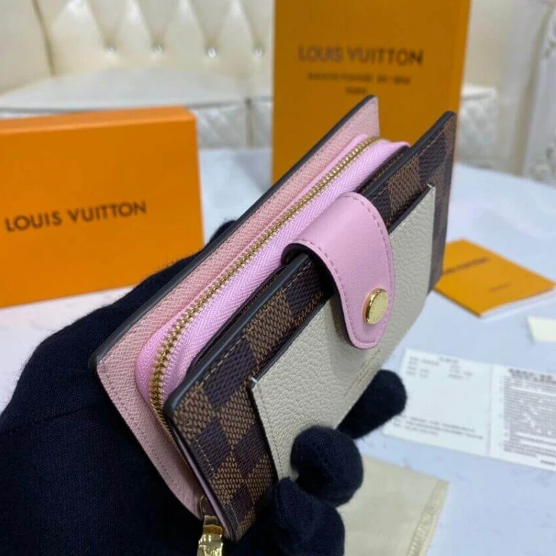 Top lv Cowhidele Louis Vuitton Damier Ebene Juliette Wallet Creme