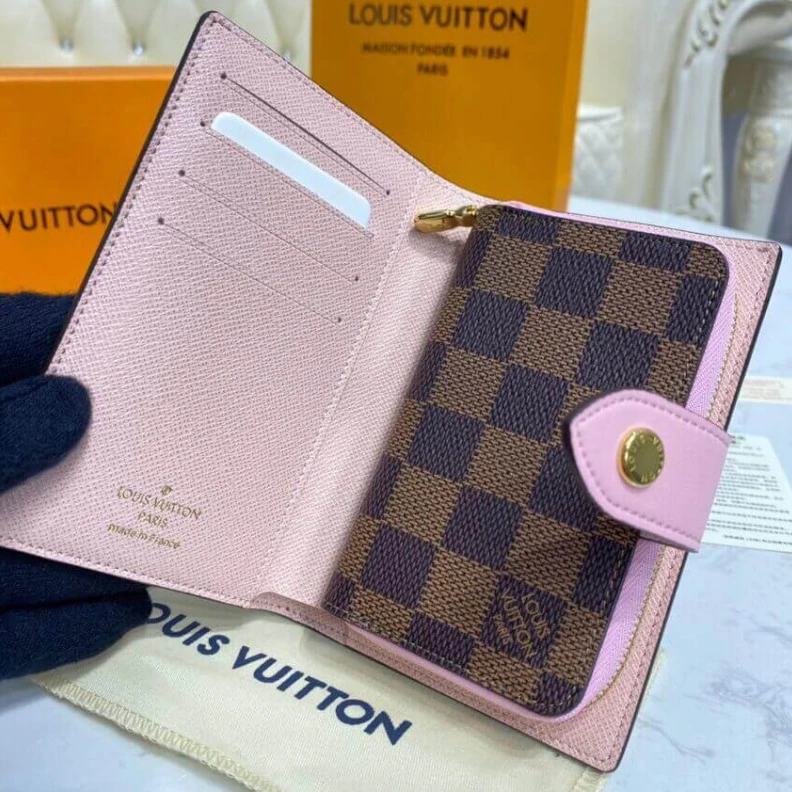 Top lv Cowhidele Louis Vuitton Damier Ebene Juliette Wallet Creme