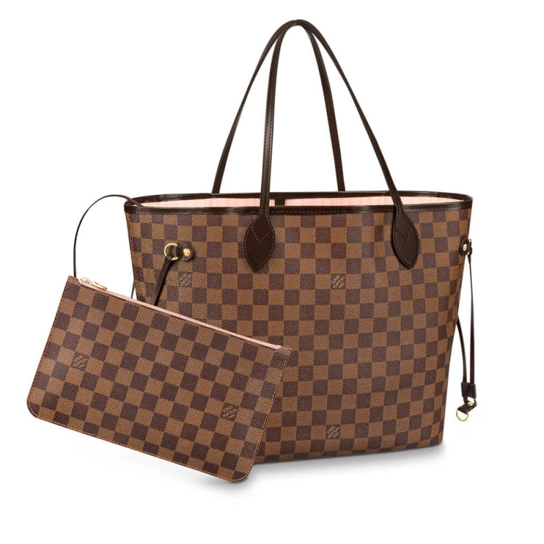 4 side la Louis Vuitton Damier Ebene Neverfull MM Pink