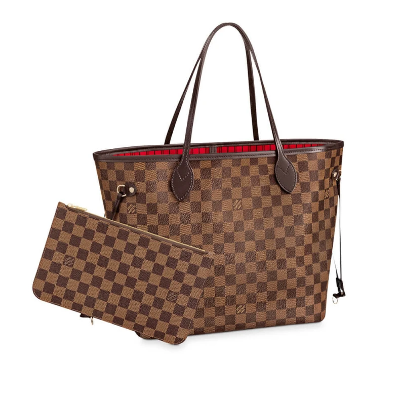 Cerise Re Louis Vuitton Damier Ebene Neverfull MM Red