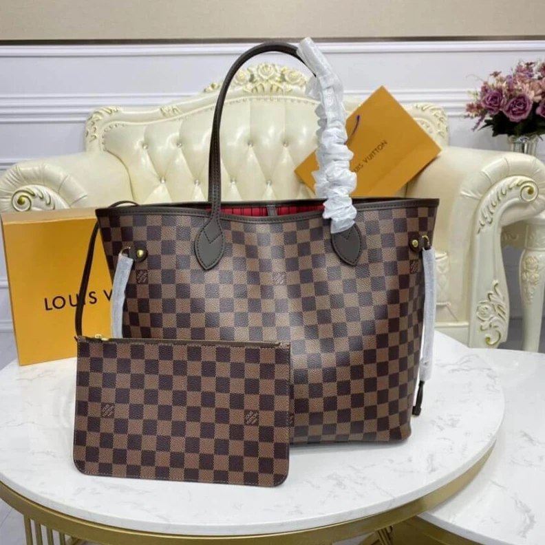Replica bags lv Cerise Re Louis Vuitton Damier Ebene Neverfull MM Red