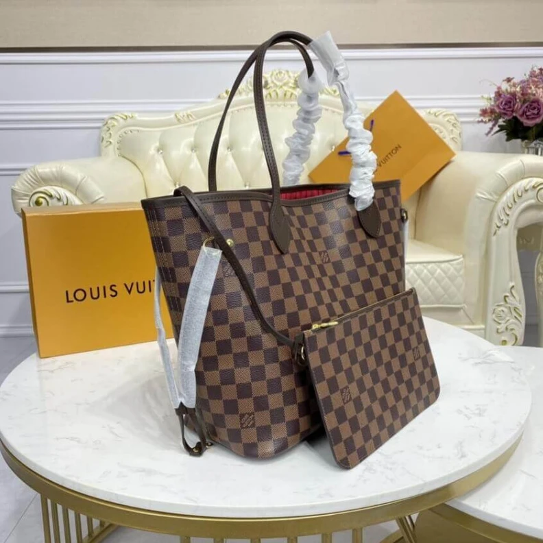 Replica bags lv Cerise Re Louis Vuitton Damier Ebene Neverfull MM Red