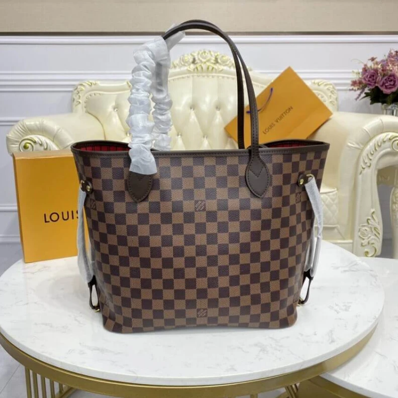 Replica bags lv Cerise Re Louis Vuitton Damier Ebene Neverfull MM Red