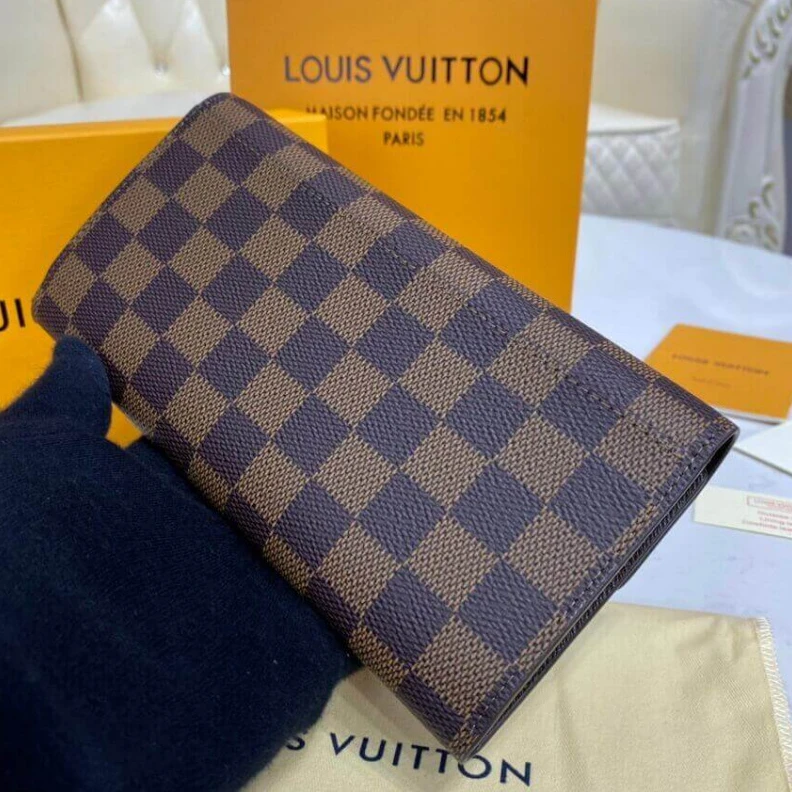 Lv belts replica Press stu Louis Vuitton Damier Ebene Sarah Wallet Brown