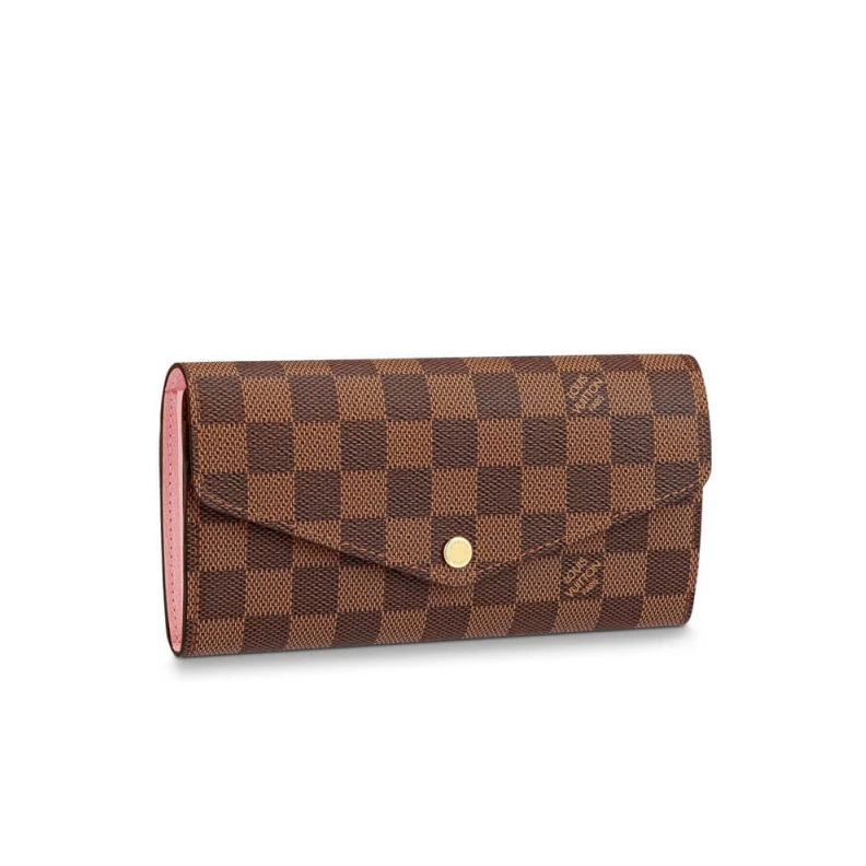 Press stu Louis Vuitton Damier Ebene Sarah Wallet Pink