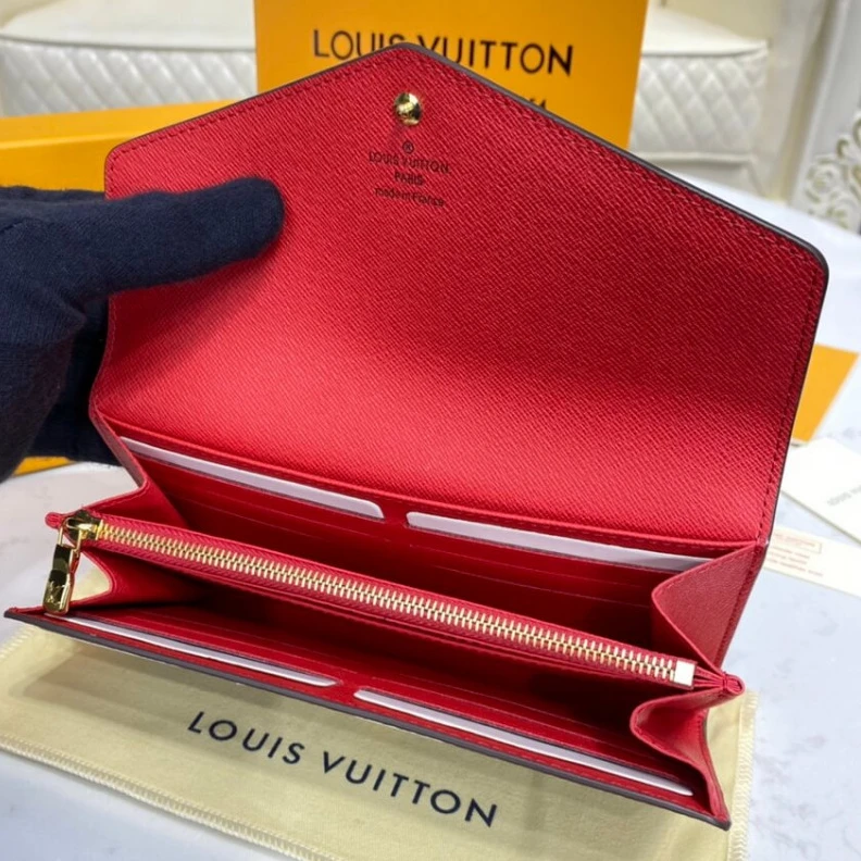 Mythick 16 card s Louis Vuitton Damier Ebene Sarah Wallet Red