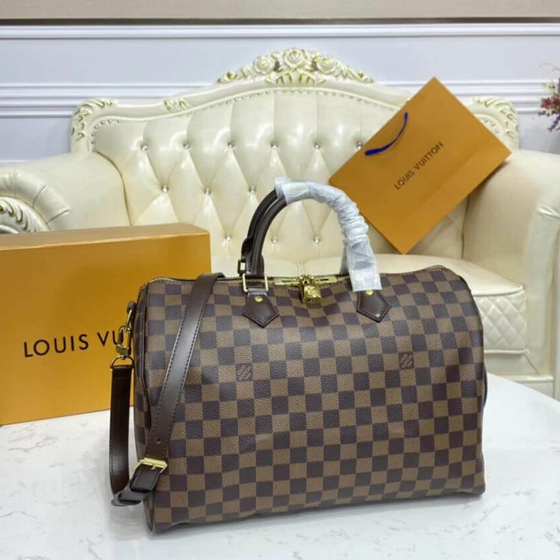 Mythick ru Padlock LV Damier Ebene Speedy Bandouliere 35