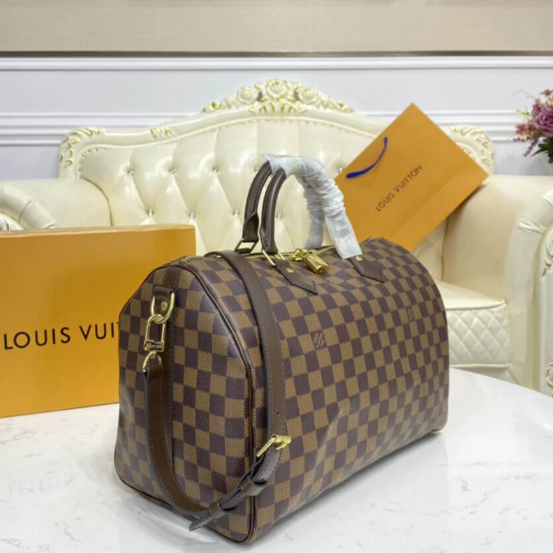 Mythick ru Padlock LV Damier Ebene Speedy Bandouliere 35