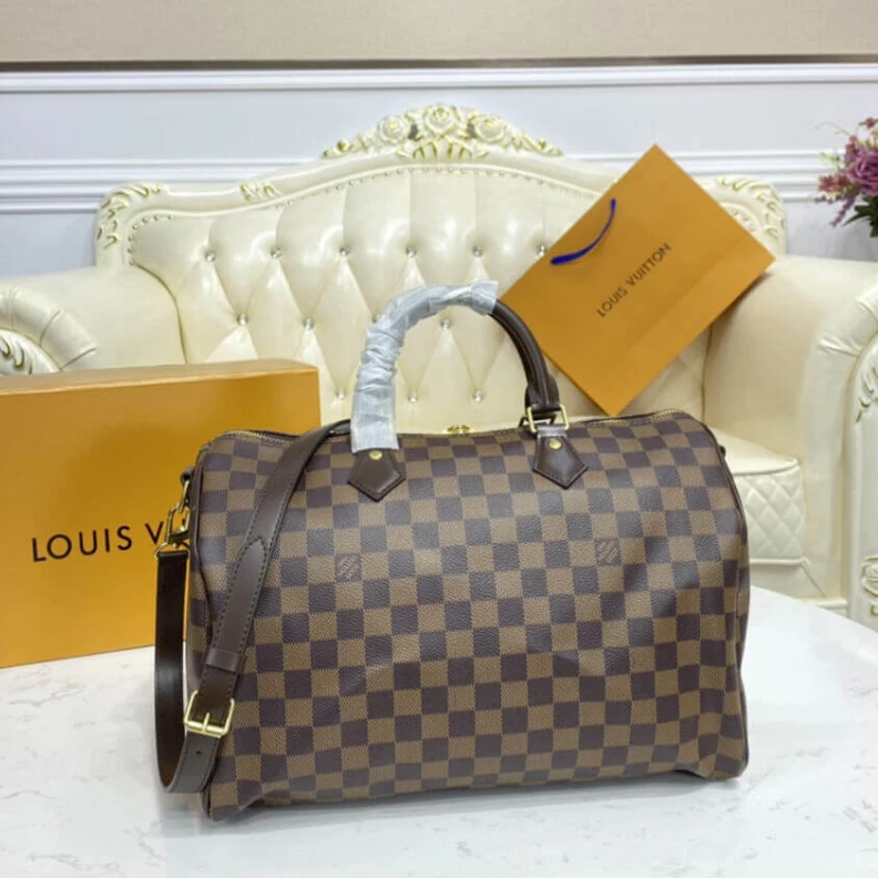 Mythick ru Padlock LV Damier Ebene Speedy Bandouliere 35