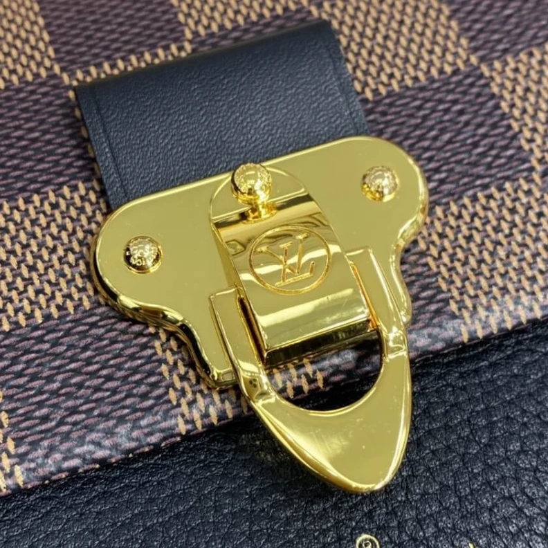 Replica bags 19 x 12.5 LV Damier Ebene Vavin Chain Wallet Black