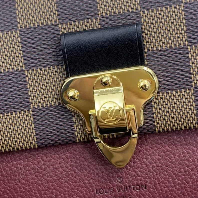 Louis vuitton locations Large zip Louis Vuitton Damier Ebene Vavin Chain Wallet Bordeaux Black