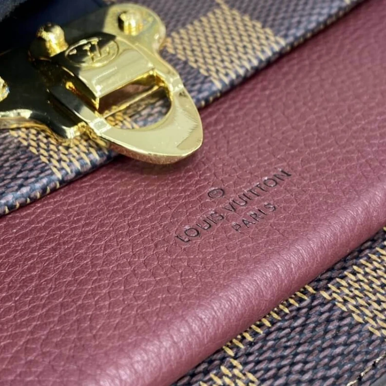 Louis vuitton locations Large zip Louis Vuitton Damier Ebene Vavin Chain Wallet Bordeaux Black
