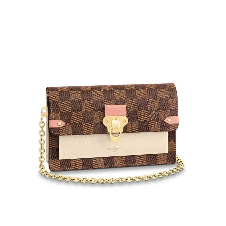 The Vavin LV Damier Ebene Vavin Chain Wallet Creme