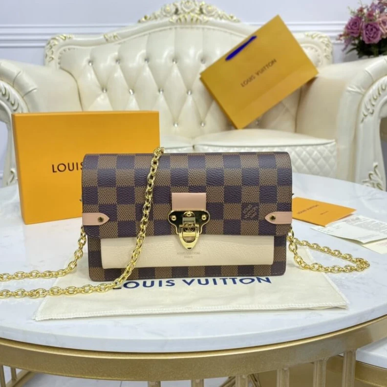 Lv belts replica The Vavin LV Damier Ebene Vavin Chain Wallet Creme