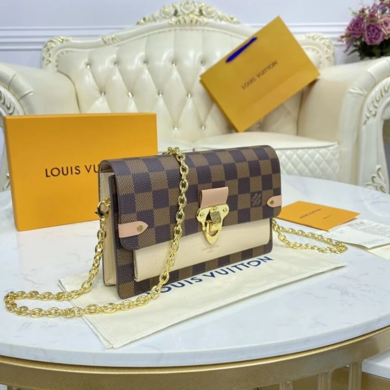 Lv belts replica The Vavin LV Damier Ebene Vavin Chain Wallet Creme