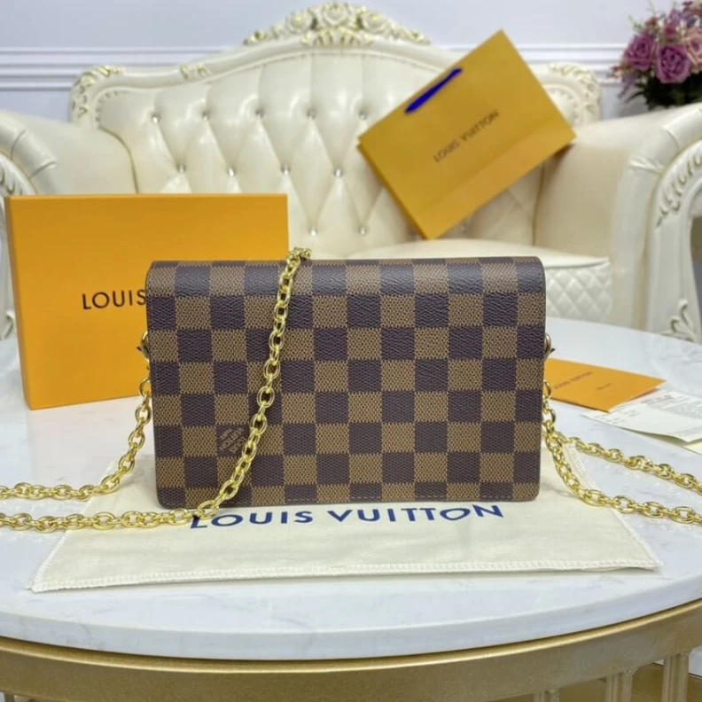 Lv belts replica The Vavin LV Damier Ebene Vavin Chain Wallet Creme