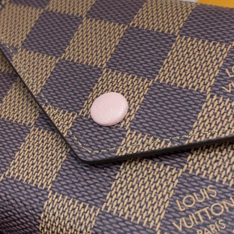 Mythick Grained c Louis Vuitton Damier Ebene Victorine Wallet Pink