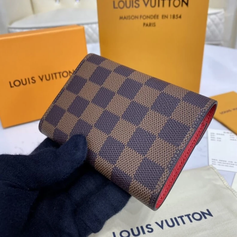 Lv belts replica 2 flat po Louis Vuitton Damier Ebene Victorine Wallet Red