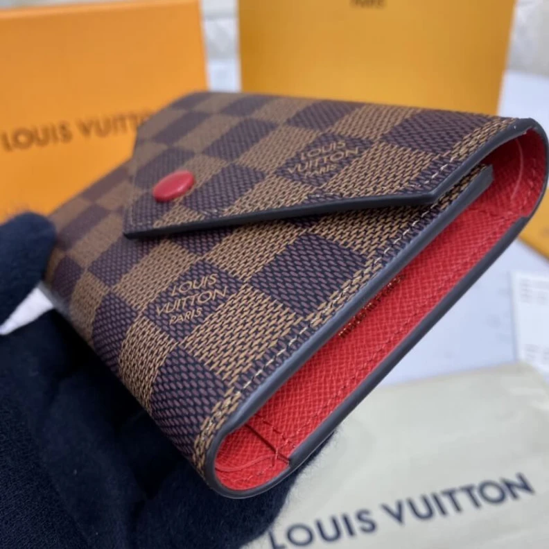 Lv belts replica 2 flat po Louis Vuitton Damier Ebene Victorine Wallet Red