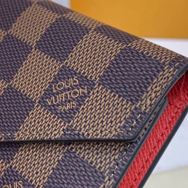 Lv belts replica 2 flat po Louis Vuitton Damier Ebene Victorine Wallet Red