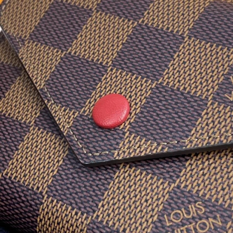 Lv belts replica 2 flat po Louis Vuitton Damier Ebene Victorine Wallet Red