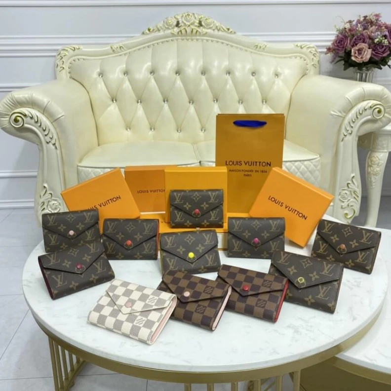 Lv belts replica 2 flat po Louis Vuitton Damier Ebene Victorine Wallet Red