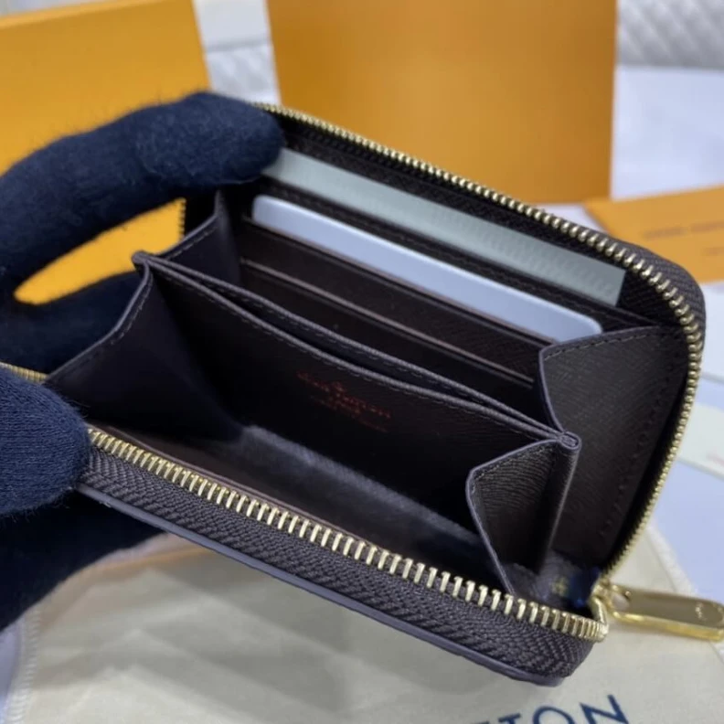 Replica bags 4 card sl Louis Vuitton Damier Ebene Zippy Coin Purse Brown