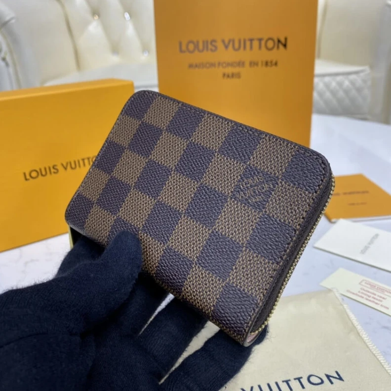 Crafted fr Louis Vuitton Damier Ebene Zippy Coin Purse Pink