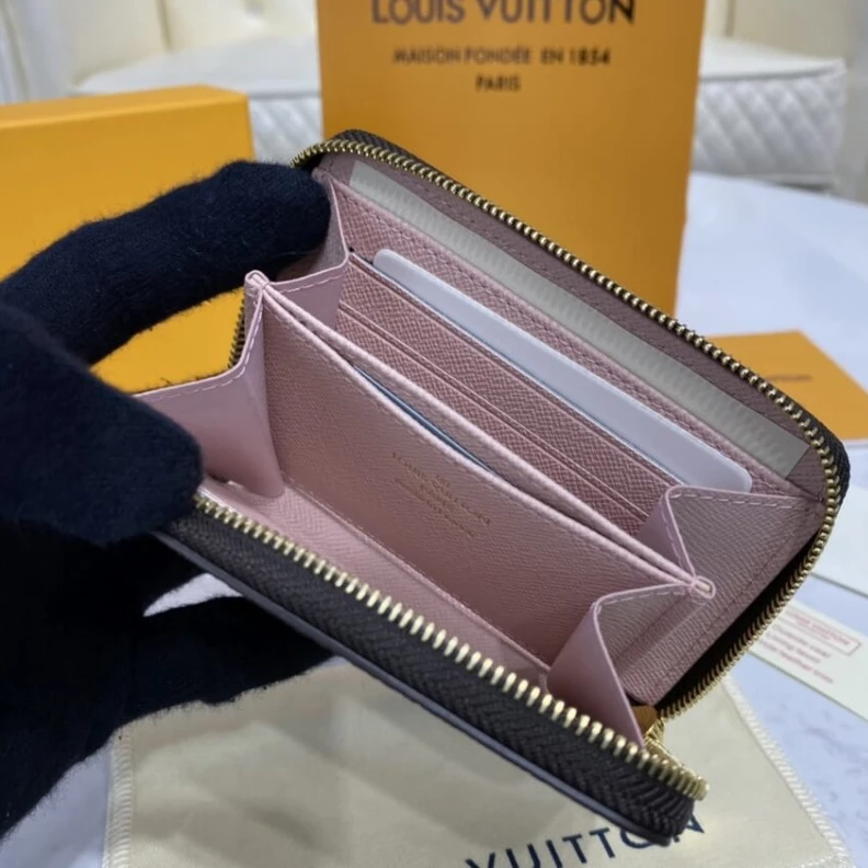 Lv belts replica Crafted fr Louis Vuitton Damier Ebene Zippy Coin Purse Pink