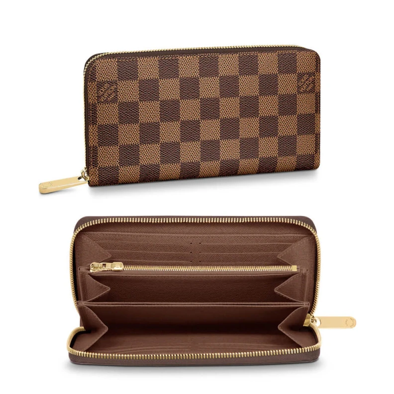This iconi Louis Vuitton Damier Ebene Zippy Wallet Brown