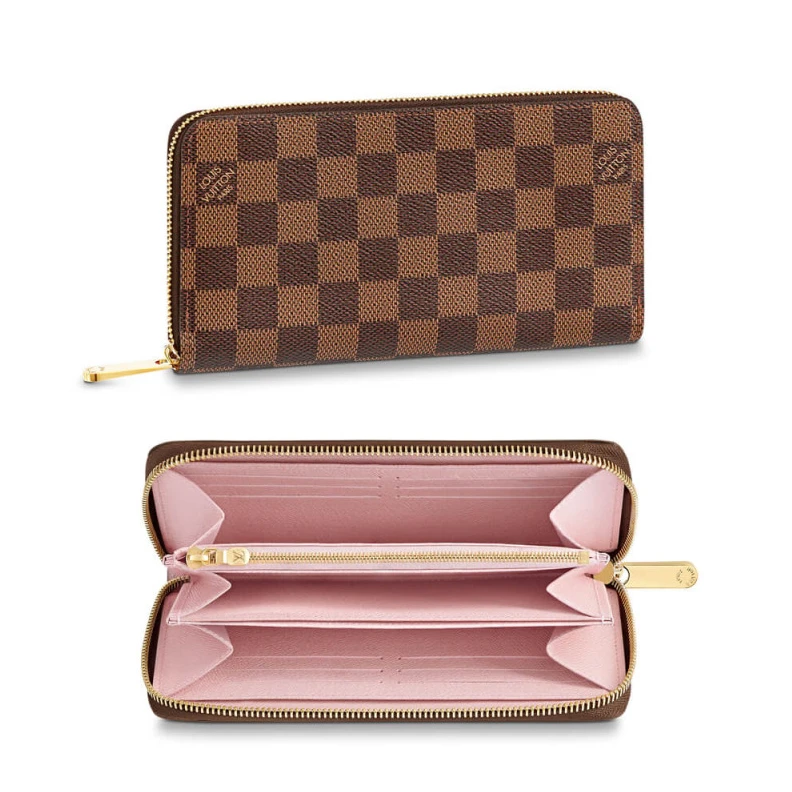 Replica bags 1 open co Louis Vuitton Damier Ebene Zippy Wallet Pink