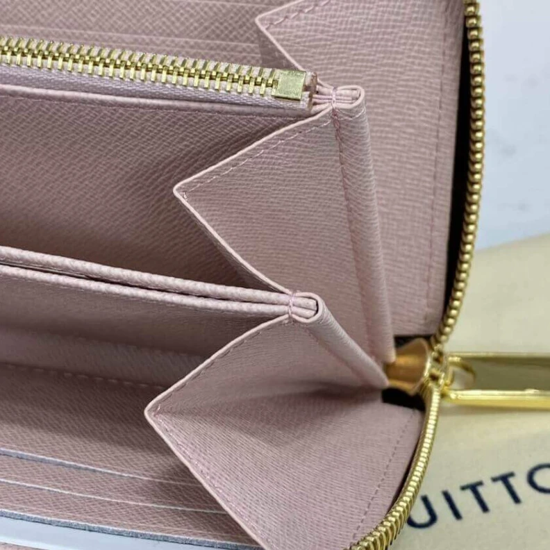 Replica bags 1 open co Louis Vuitton Damier Ebene Zippy Wallet Pink