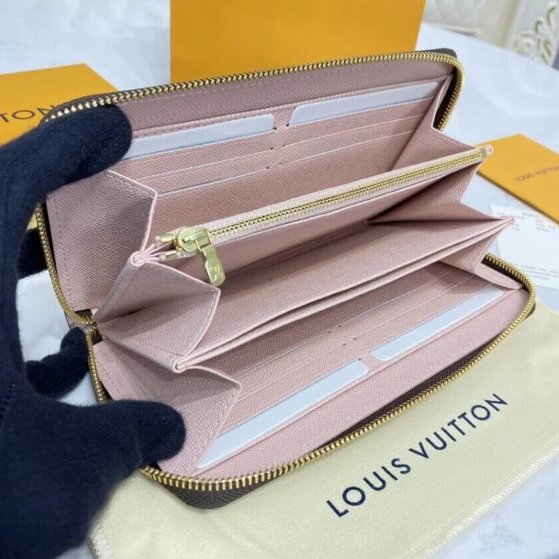 Replica bags 1 open co Louis Vuitton Damier Ebene Zippy Wallet Pink