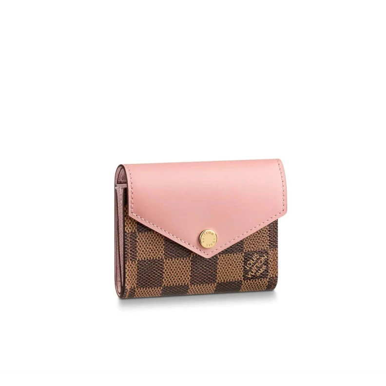 Zipped co Louis Vuitton Damier Ebene Zoe Wallet Pink