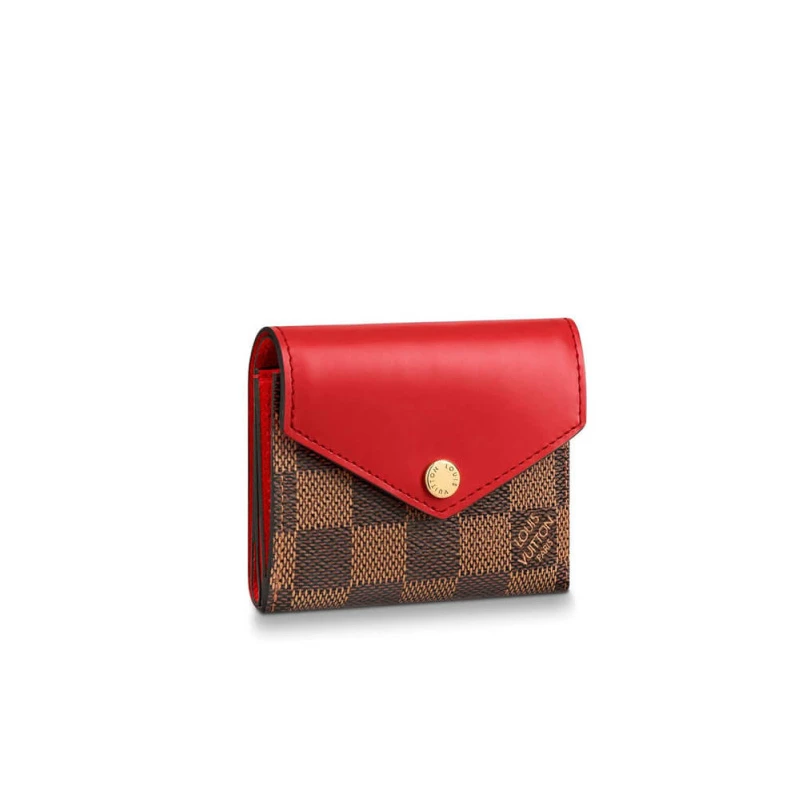 &nbsp;Coqu Louis Vuitton Damier Ebene Zoe Wallet Red