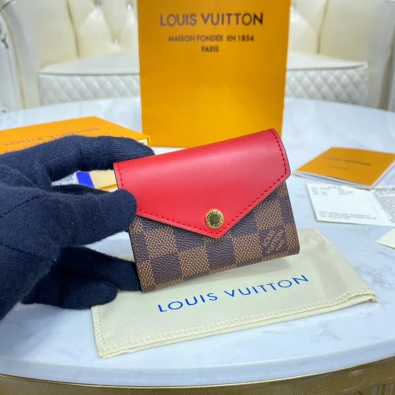 Replica bags lv  Coqu Louis Vuitton Damier Ebene Zoe Wallet Red