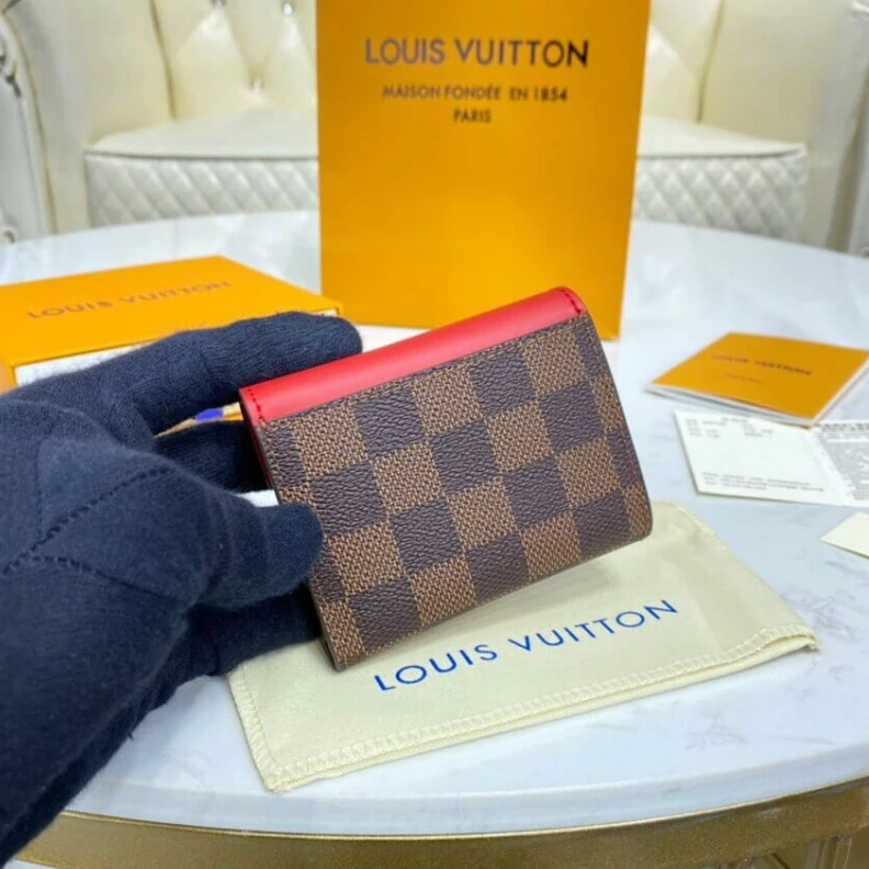 Replica bags lv  Coqu Louis Vuitton Damier Ebene Zoe Wallet Red