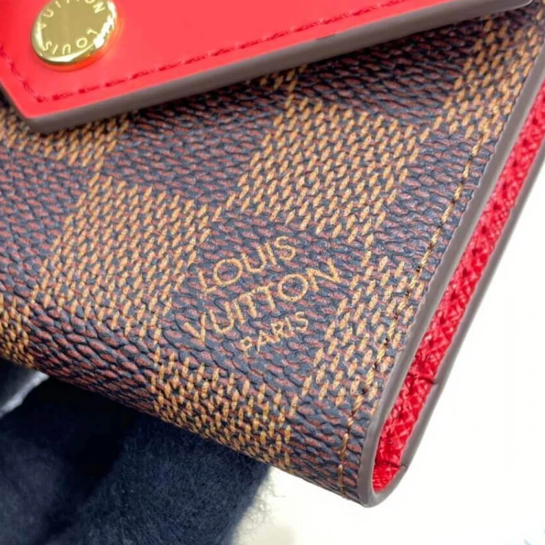 Replica bags lv  Coqu Louis Vuitton Damier Ebene Zoe Wallet Red